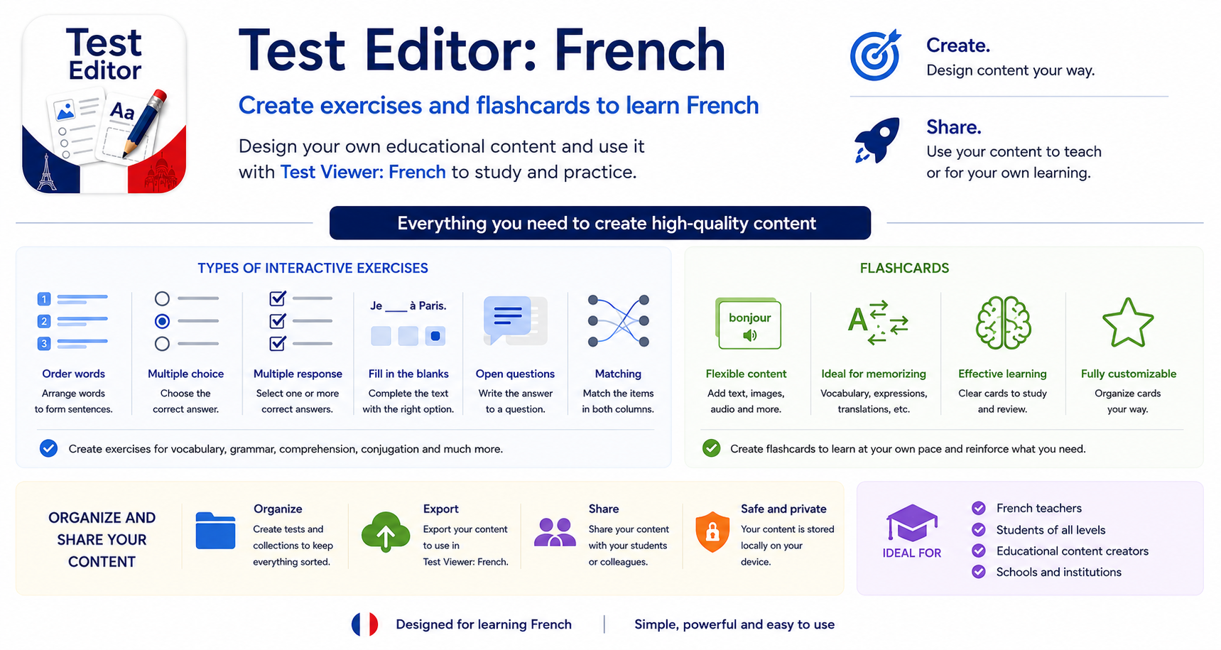What is Test Editor? Creating French Exercises and Flashcards