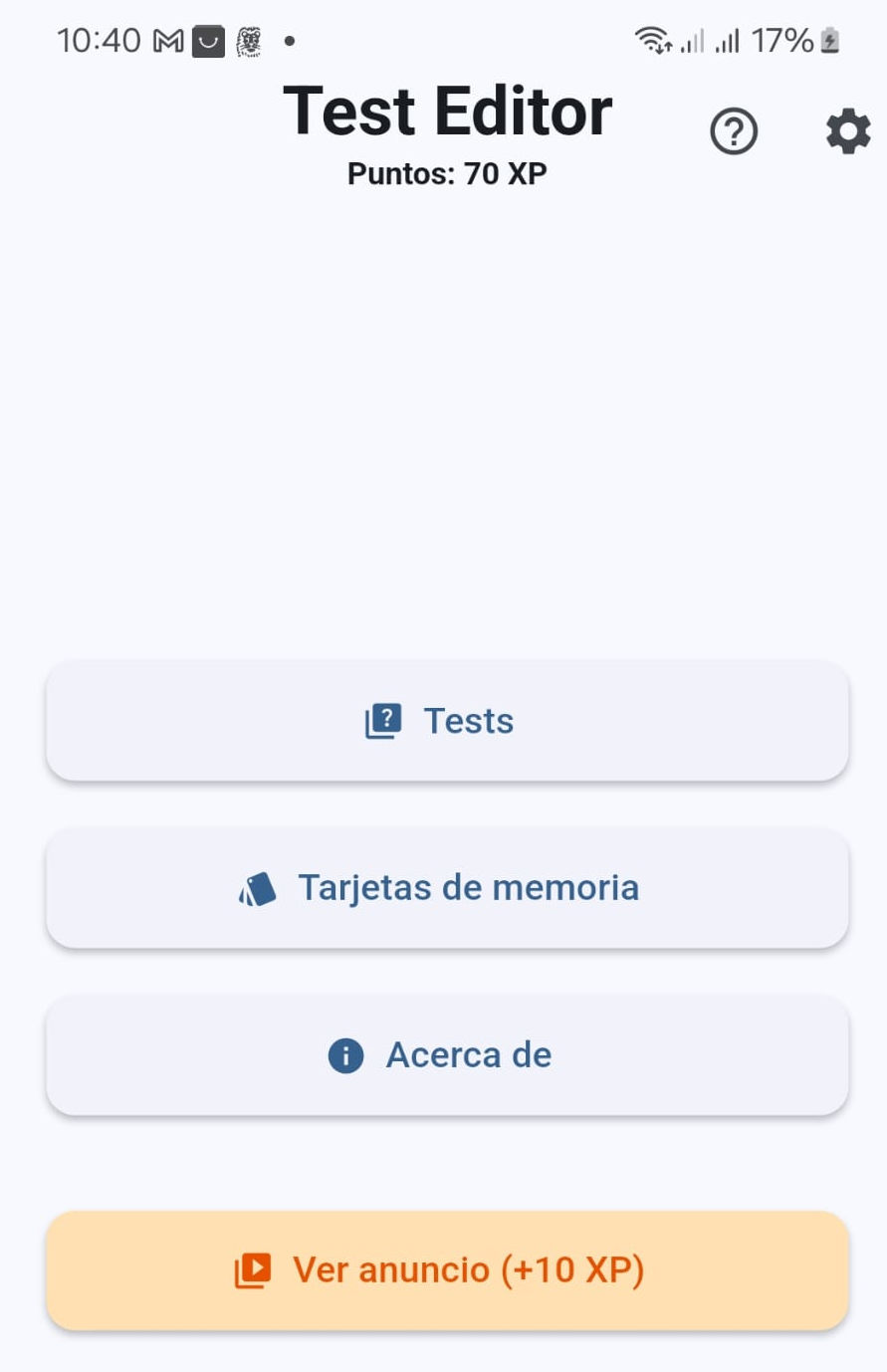 Foto de la pantalla principal