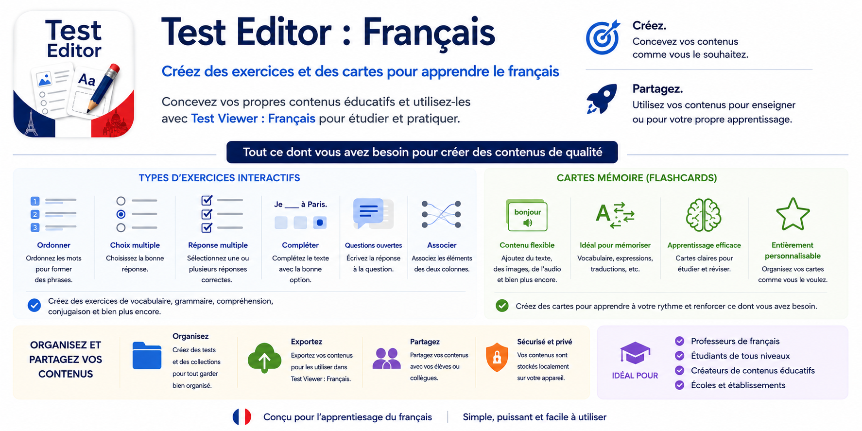 Qu'est-ce que Test Editor ? Création d'exercices de français et de cartes mémoire