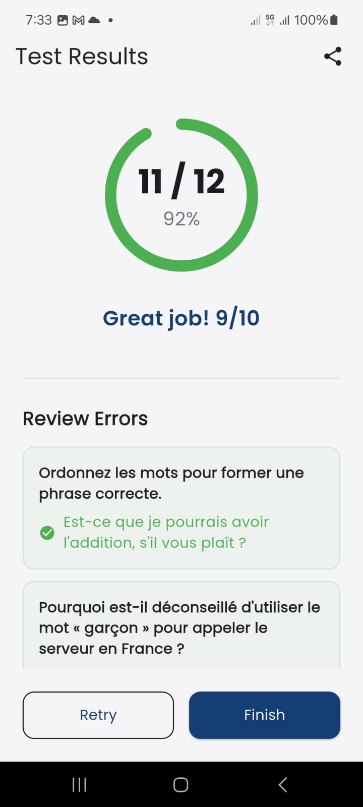 Test results photo