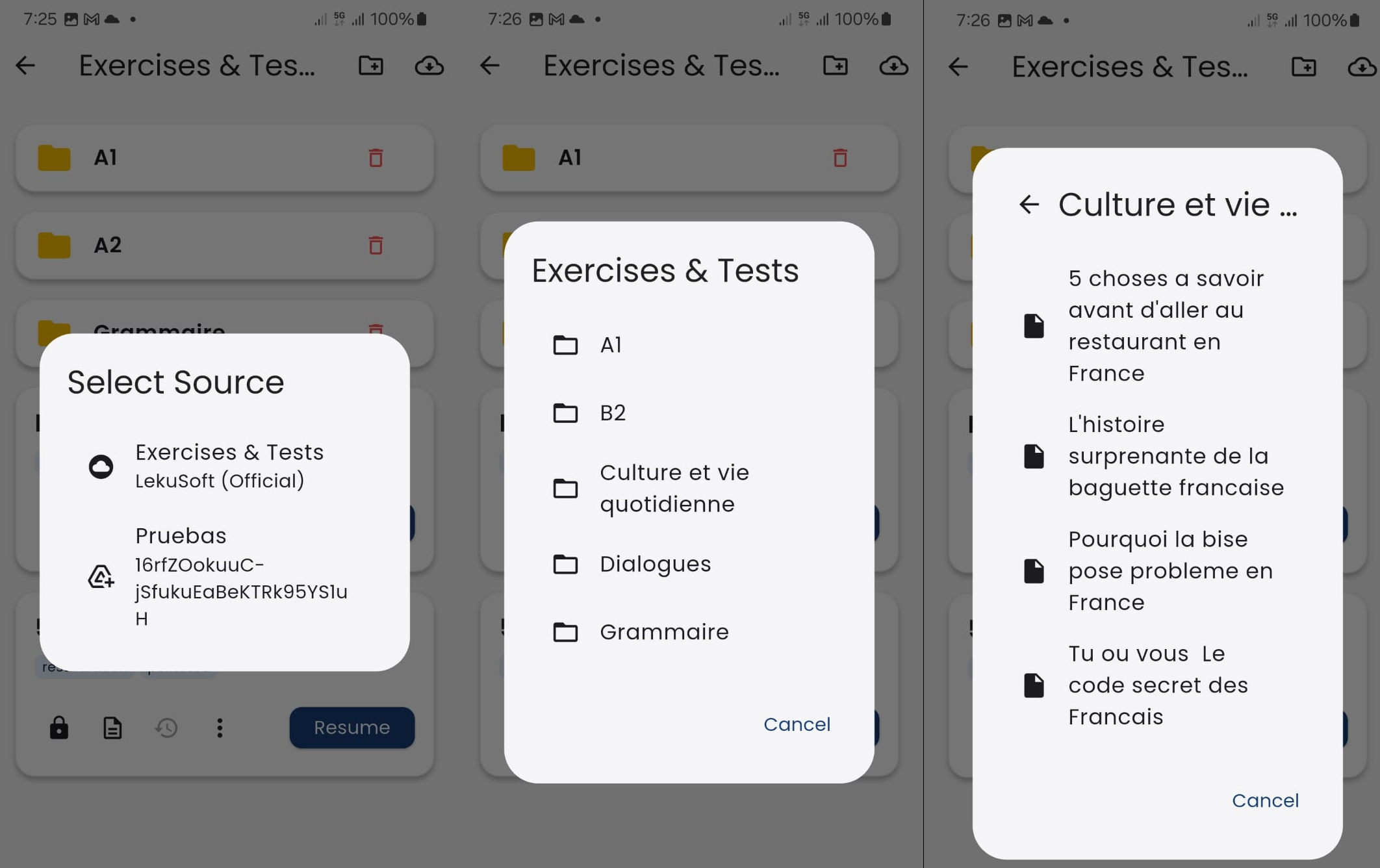 Steps to download an exercise