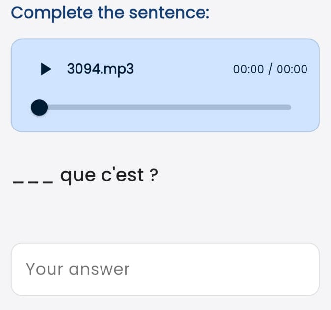 Fill in the blank written exercise