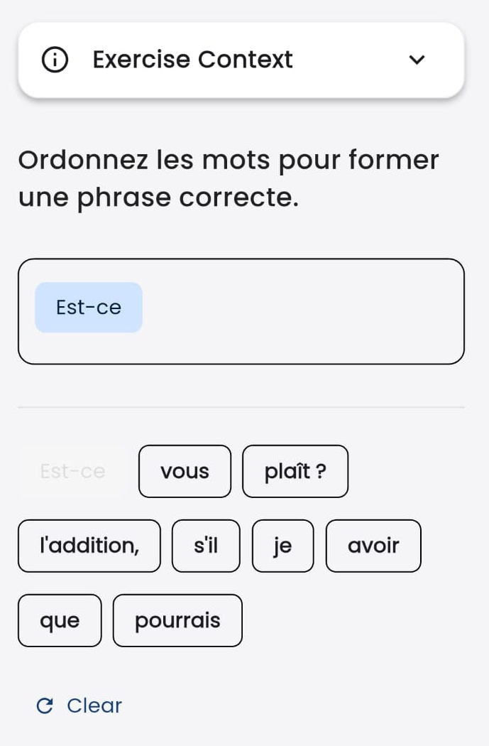 Ordering exercise