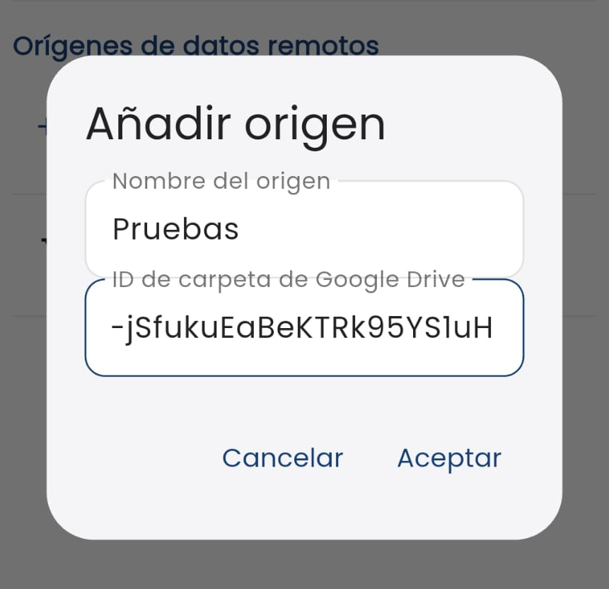 Foto de la pantalla de configuración