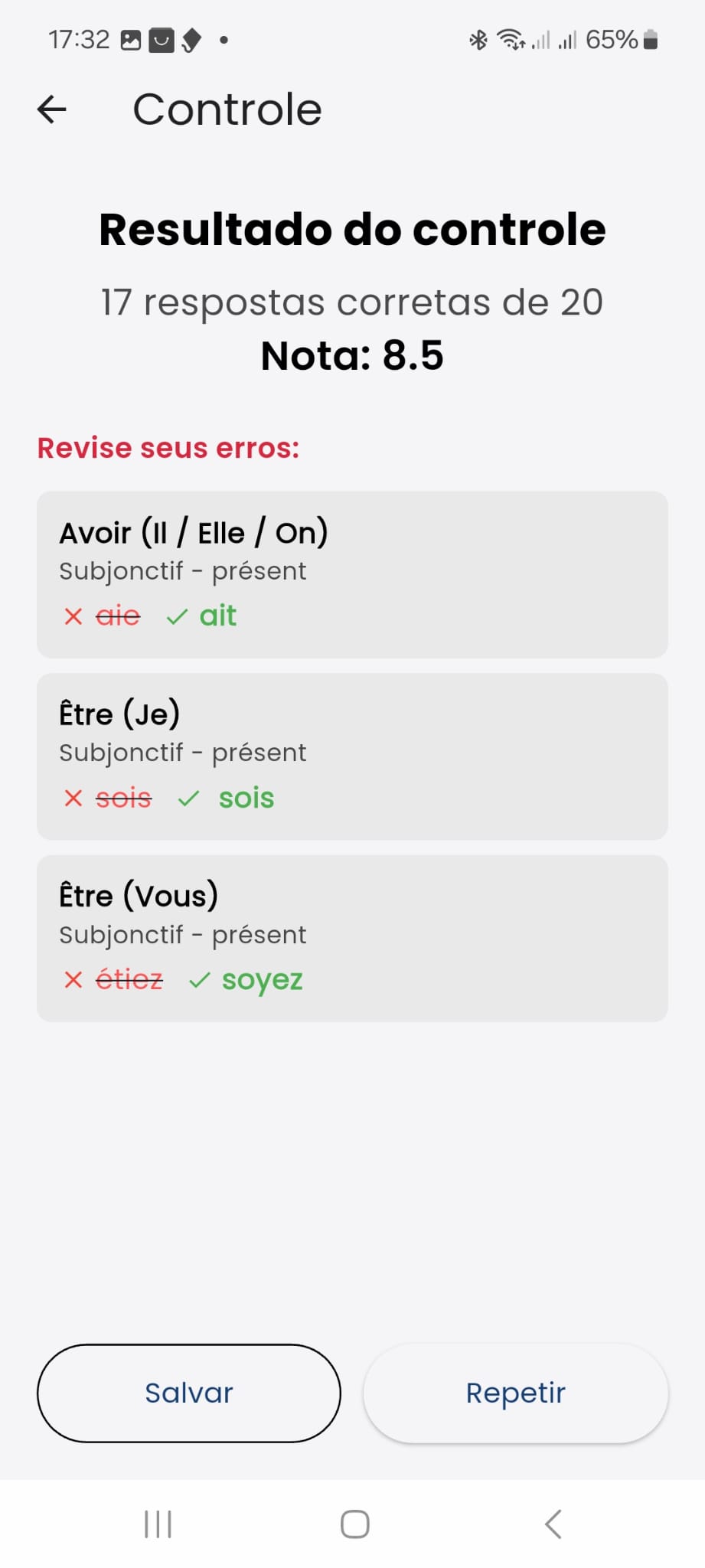 Foto da revisão de erros
