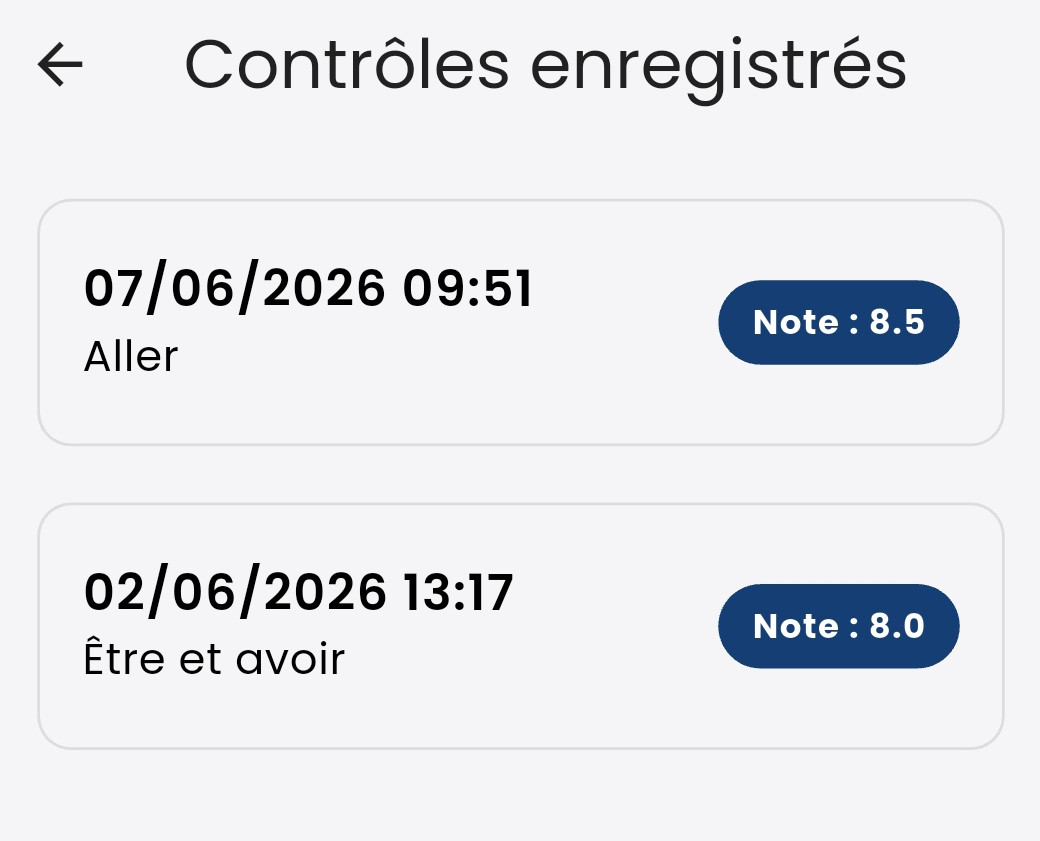 Saved quizzes screenshot