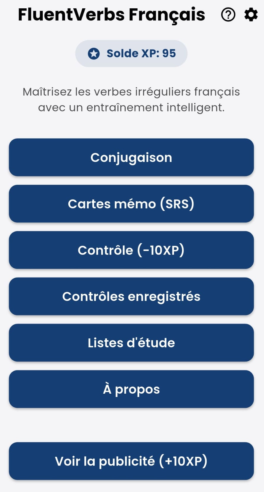 App menu screenshot