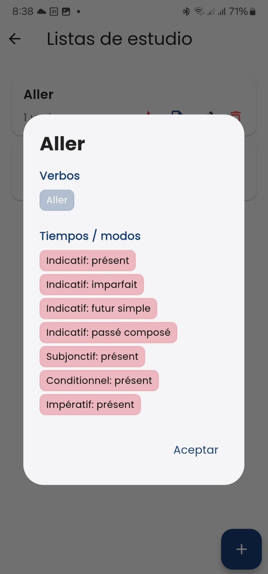 Foto del visualizador de la lista de estudio