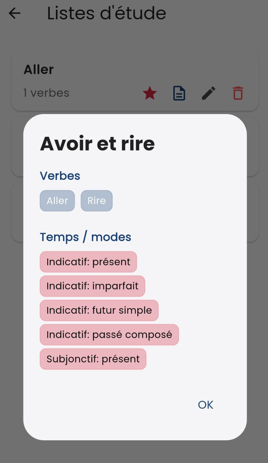 Study list viewer screenshot